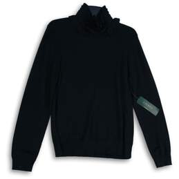 NWT Ralph Lauren Womens Black Mock Neck Long Sleeve Pullover Sweatshirt Size L