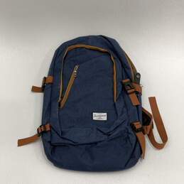 Mens Blue Adjustable Strap Laptop Sleeve Multi Pockets Zipper Backpack