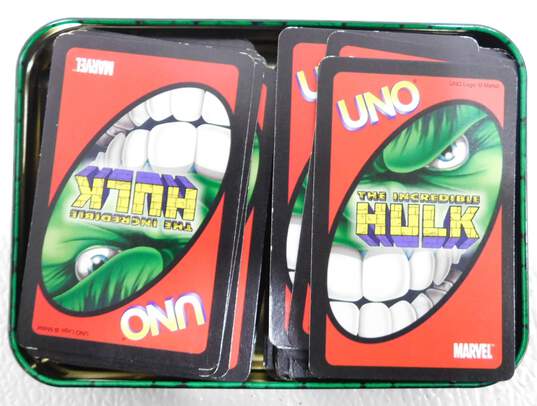 Uno The Incredible Hulk Marvel Card Game W/ Tin Can image number 2
