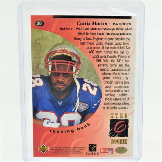 1995 HOF Curtis Martin Upper Deck Rookie New England Patriots image number 3