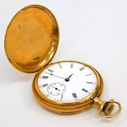 Antique 1911 Elgin 14K Gold 7 Jewels Etched Scroll Hunting Case Pocket Watch 85.9g alternative image
