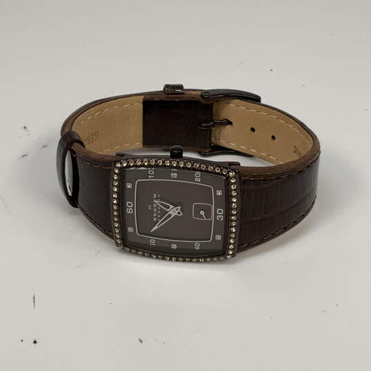 Designer Skagen Brown Leather Strap Stainless Steel Analog Wristwatch image number 3