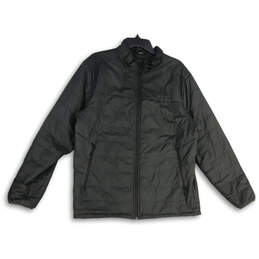Mens Black Mock Neck Long Sleeve Full-Zip Puffer Jacket Size Large