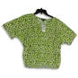 NWT Womens Green Printed Short Sleeve Pullover Blouse Top Size Medium image number 1