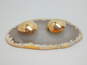 925 & Gold Filled Hammered Clip Earrings w/ Amber Bead Necklace 36.3g image number 5