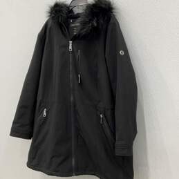 Calvin Klein Womens Black Repel Detachable Shoulder Fur Hooded Parka Jacket 3X alternative image