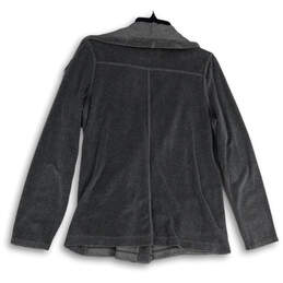Womens Gray Long Sleeve Asymmetrical Zip Pocket Fleece Jacket Size TL alternative image