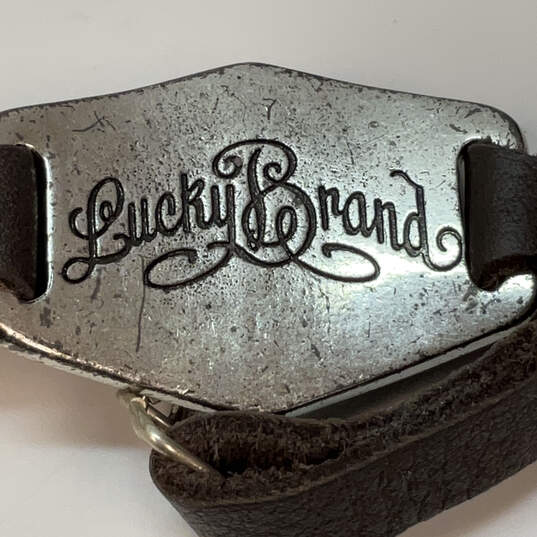 Designer Lucky Brand Silver-Tone Multicolor Stone Leather Wrap Bracelet image number 4