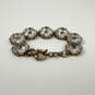 Designer J. Crew Gold-Tone Clear Crystal Cut Stone Link Chain Bracelet image number 2