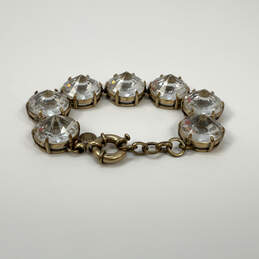 Designer J. Crew Gold-Tone Clear Crystal Cut Stone Link Chain Bracelet alternative image