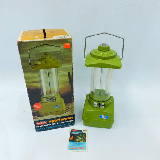 Vintage 1970s Ray-O-Vac Green Sportsman Fluorescent Camping Lantern IOB w/ Manual image number 1