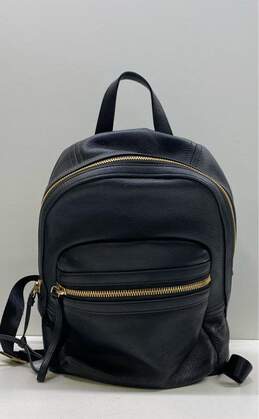 Emini House Black Leather Mini Backpack