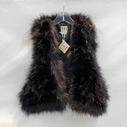 Haute Hippie Black Genuine Marabou Feather Sleeveless Vest Jacket NWT Size XS