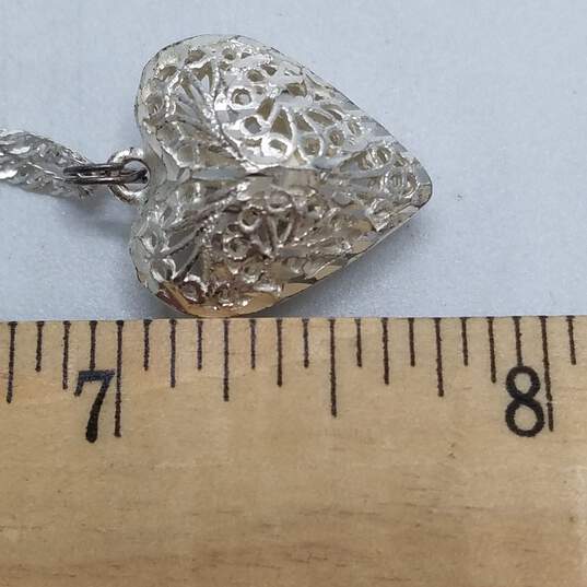 Sterling Silver Gemstone Arrow/Crystal Dangling/Filigree Heart Pendant. 21in Necklace Bundle 3pcs. 20.3g image number 8