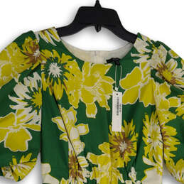 NWT Womens Yellow Green Floral Puff Sleeve Back Zip Sheath Dress Size XS alternative image