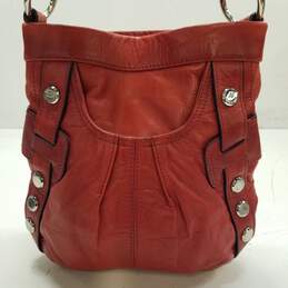 B. Makowsky Red Leather Hobo Shoulder Bag