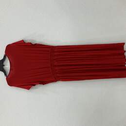 Womens Red Pleated Round Neck Short Sleeve Smocked A-Line Dress Size XL alternative image