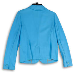 NWT Womens Blue Long Sleeve Noch Lapel Two Button Blazer Size M Petite alternative image