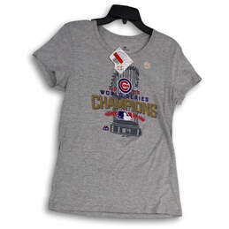 Womens Gray Chicago Cubs 2016 World Series Champions MLB T-Shirt Size L