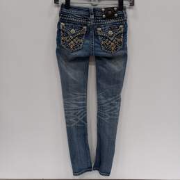 Girls Blue Denim Medium Wash Pockets Stretch Comfort Skinny Jeans Size 7 alternative image