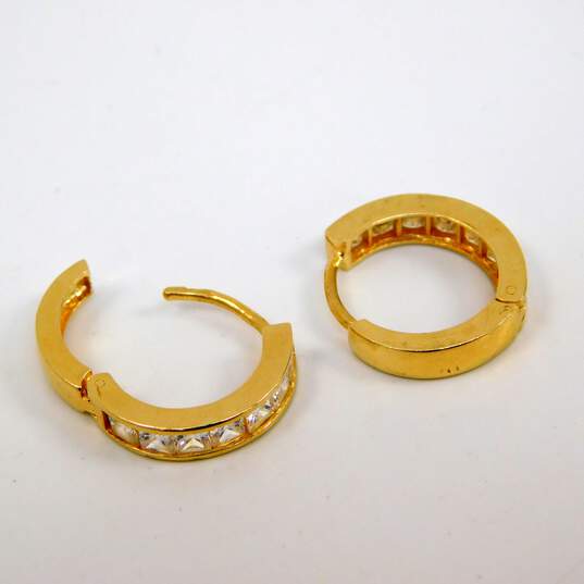 14K Gold Cubic Zirconia Channel Set Hoop Earrings 3.1g image number 5