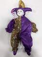 2 Mardi Gras Purple Jester Dolls W/ Porcelain Heads image number 4