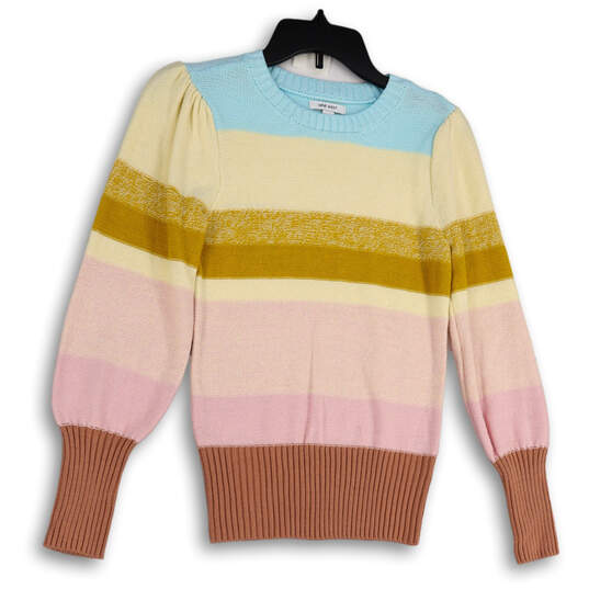 Womens Multicolor Long Sleeve Crew Neck Regular Fit Pullover Sweater Sz XS image number 1