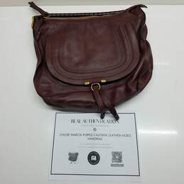 AUTHENTICATED Chloe Marcia Purple Calfskin Leather Hobo Handbag