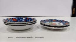 5pcs Bundle of Hand Painted Floral Design Plates & Bowls