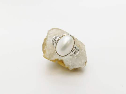 Judith Ripka Sterling Silver Pearl CZ Ring 8.3g image number 2