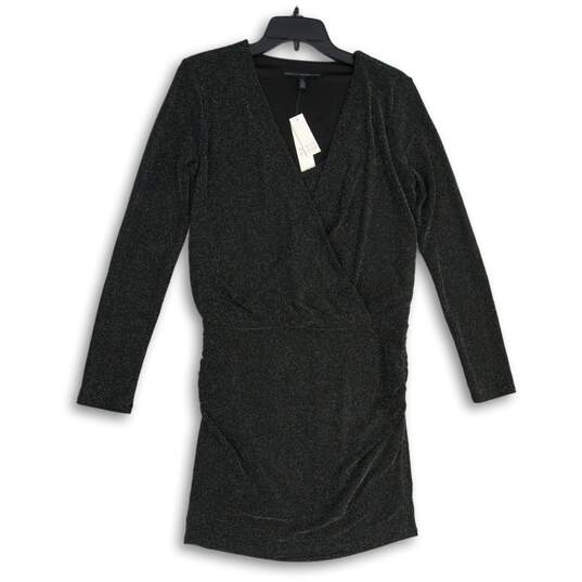 NWT White House Black Market Womens Black Long Sleeve Pullover Mini Dress Size 8 image number 1