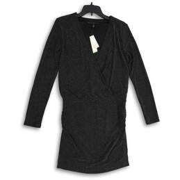 NWT White House Black Market Womens Black Long Sleeve Pullover Mini Dress Size 8
