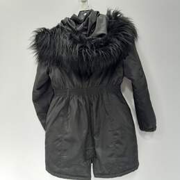 Women’s DKNY Faux Fur Trim Cinched Waist Jacket Sz M alternative image