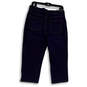 Womens Blue Denim Dark Wash Pockets Straight Leg Capri Jeans Size 10 image number 2