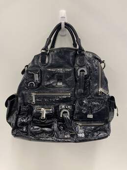 Cynthia Rowley Black Patent Leather Utility Zip Large Shoulder Tote Bag alternative image
