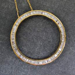 10K Yellow Gold 0.44 CTTW Baguette Diamond Circle Pendant Necklace 1.7g
