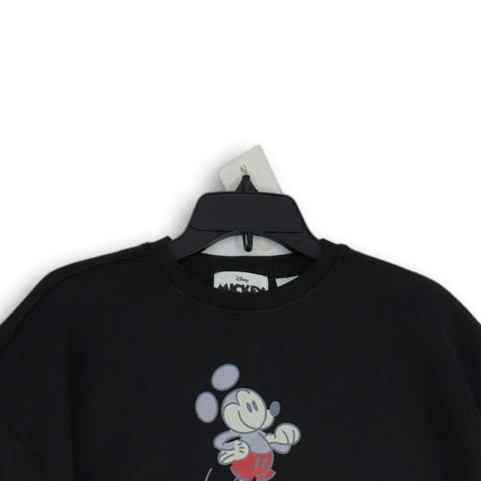 NWT Womens Black Mickey Mouse Crew Neck Pullover Sweatshirt Size Small image number 3