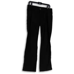 Womens Black Flat Front Slash Pocket Straight Leg Dress Pants Size 4