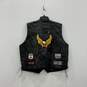 Mens Black Buffalo Leather V-Neck Sleeveless Button Front Biker Vest Sz XL image number 2