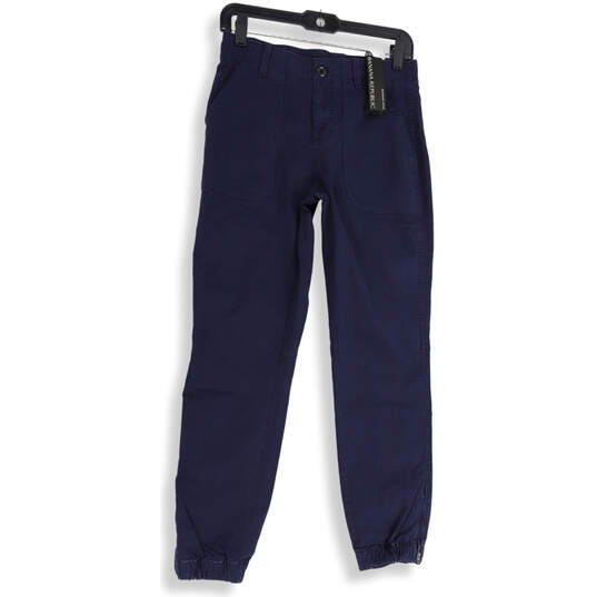 NWT Womens Blue Flat Front Pockets Regular Fit Button Jogger Pants Size 2 image number 1
