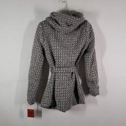 NWT Womens Tweed Single Breasted Button Front Hooded Winter Coat Size Small alternative image