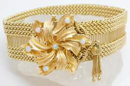 14K Yellow Gold Woven Opal Bracelet 74.1g