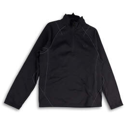 Mens Black Mock Neck 1/4 Zip Long Sleeve Activewear Jacket Size Medium