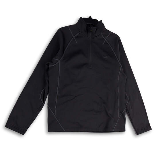 Mens Black Mock Neck 1/4 Zip Long Sleeve Activewear Jacket Size Medium image number 1