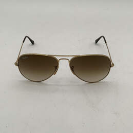 Mens Golden Metal Full Rim Brown Lens Aviator Sunglasses With Case