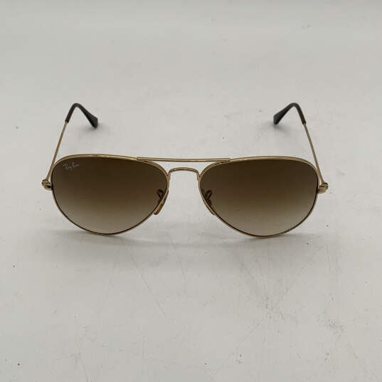 Mens Golden Metal Full Rim Brown Lens Aviator Sunglasses With Case image number 1