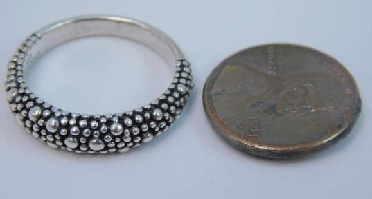 Michael Dawkins Designer 925 Sterling Silver Pebble Beaded Band Ring 4.7g image number 6