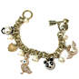 Designer Betsey Johnson Gold-Tone Rhinestone Link Chain Charm Bracelet image number 3