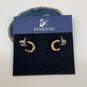 Designer Swarovski Gold-Tone Engraved Classic Mini Hoop Earrings image number 1