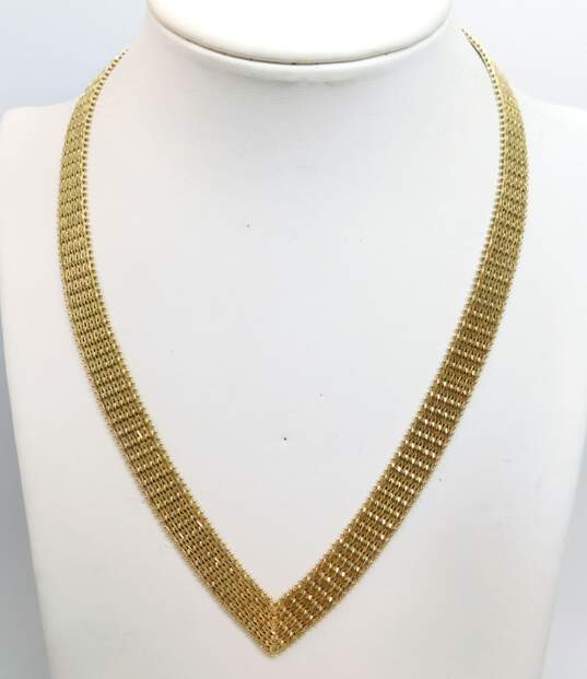 Exquisite Vintage 14K Yellow Gold Mesh Chevron Collar Necklace 41.0g image number 1